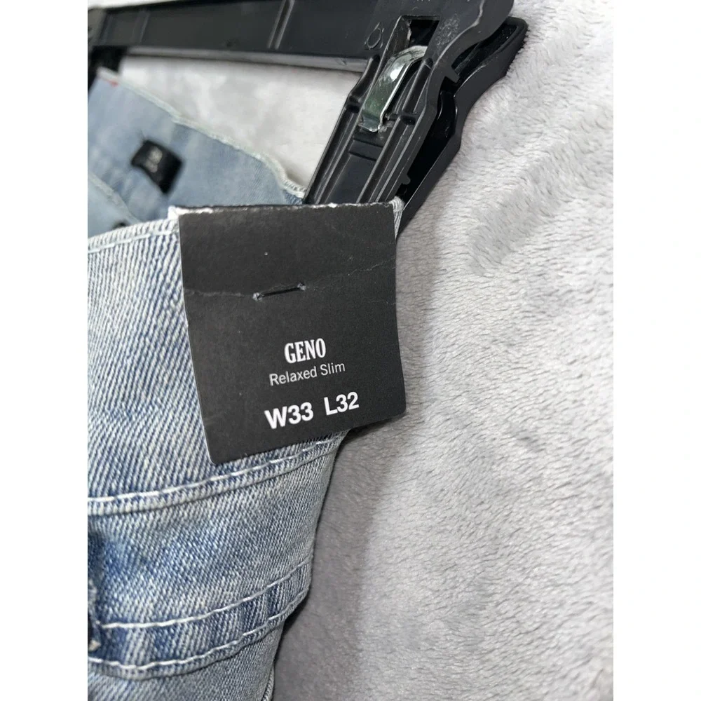 True Religion Jeans Geno SN Flap Slim 33 x 32 lgt Brisk Wash Blue NWT MSRP $159